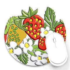 Strawberries Berry Strawberry Leaves Round Mousepads by Wegoenart