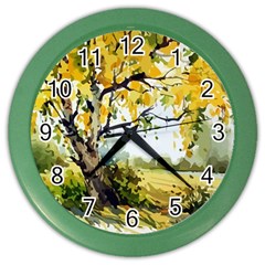 Landscape Painting Meadow Garden Color Wall Clock by Wegoenart