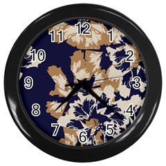 Illustration Abstract Flower Background Pattern Wall Clock (black) by Wegoenart