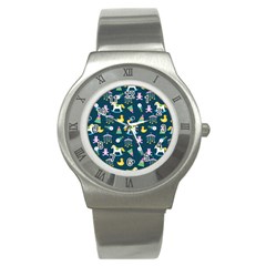 Cute Babies Toys Seamless Pattern Stainless Steel Watch by Vaneshart