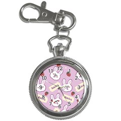 Illustration Rabbit Cartoon Background Pattern Key Chain Watches by Sudhe