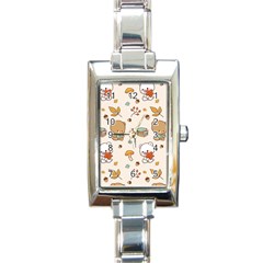 Illustration Bear Cartoon Background Pattern Rectangle Italian Charm Watch by Sudhe