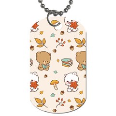 Illustration Bear Cartoon Background Pattern Dog Tag (one Side) by Sudhe