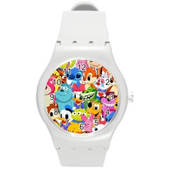 Illustration Cartoon Character Animal Cute Round Plastic Sport Watch (m) by Sudhe