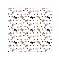 Illustration Cartoon Cat Paw Background Pattern Cute Square Satin Scarf (30  X 30 ) by Amaryn4rt