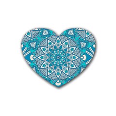 Mandala Blue Rubber Heart Coaster (4 Pack) by zappwaits