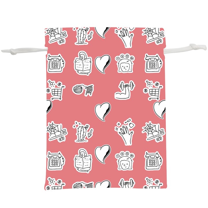 Stickers Hobbies Hearts Reading  Lightweight Drawstring Pouch (XL)