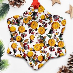 Pumpkin Fruit Flower Pattern Ornament (snowflake) by Ravend