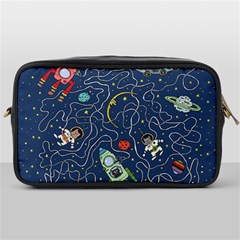 Illustration Cat Space Astronaut Rocket Maze Toiletries Bag (one Side) by Ravend