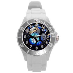 Illustration Tech Galaxy Robot Bot Science Round Plastic Sport Watch (l) by danenraven