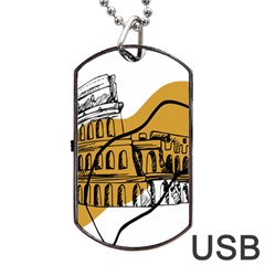 Colosseo Draw Silhouette Dog Tag Usb Flash (one Side) by ConteMonfrey