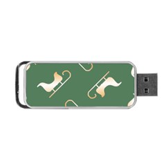 Gold Santa s Sleigh Green Print Portable Usb Flash (one Side) by TetiBright