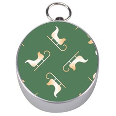 Gold Santa s Sleigh Green Print Silver Compasses by TetiBright