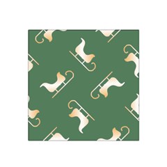 Gold Santa s Sleigh Green Print Satin Bandana Scarf 22  X 22  by TetiBright