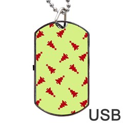 Red Christmas Tree Green Dog Tag Usb Flash (one Side) by TetiBright