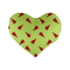 Red Christmas Tree Green Standard 16  Premium Heart Shape Cushions by TetiBright