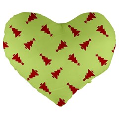 Red Christmas Tree Green Large 19  Premium Flano Heart Shape Cushions by TetiBright