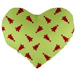 Red Christmas Tree Green Large 19  Premium Flano Heart Shape Cushions Back