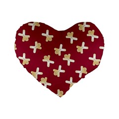 Gold Gingerbread Man Burgundy Standard 16  Premium Heart Shape Cushions by TetiBright