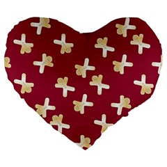 Gold Gingerbread Man Burgundy Large 19  Premium Flano Heart Shape Cushions by TetiBright