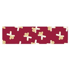 Gold Gingerbread Man Burgundy Oblong Satin Scarf (16  X 60 ) by TetiBright