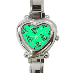 Tree With Ornaments Green Heart Italian Charm Watch by TetiBright