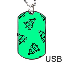 Tree With Ornaments Green Dog Tag Usb Flash (one Side) by TetiBright