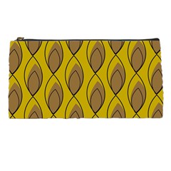 Yellow Brown Minimalist Leaves Pencil Case by ConteMonfreyShop