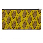 Yellow Brown Minimalist Leaves Pencil Case Back