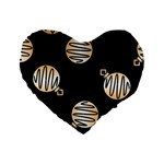 Gold Ornaments Black Standard 16  Premium Heart Shape Cushions Front