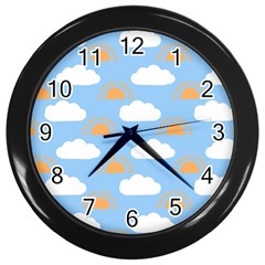 Sun And Clouds  Wall Clock (black) by ConteMonfreyShop