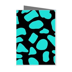 Cow Background Neon Blue Black Mini Greeting Cards (pkg Of 8) by ConteMonfreyShop