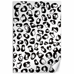 Black And White Leopard Print Jaguar Dots Canvas 24  X 36  by ConteMonfreyShop