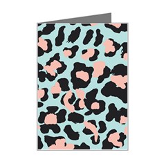 Blue And Pink Jaguar Dots Leopard Mini Greeting Card by ConteMonfreyShop