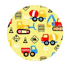 Seamless Pattern Vector Industrial Vehicle Cartoon Mini Round Pill Box (pack Of 5) by Jancukart