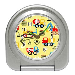 Seamless Pattern Vector Industrial Vehicle Cartoon Travel Alarm Clock by Jancukart