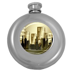 Architecture City House Round Hip Flask (5 Oz) by Jancukart