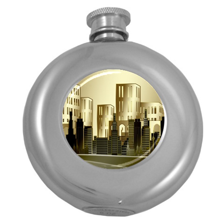 Architecture City House Round Hip Flask (5 oz)