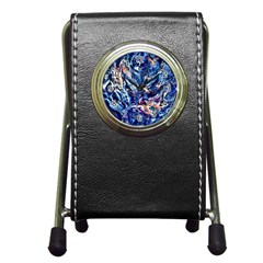 Cobalt Delta Pen Holder Desk Clock by kaleidomarblingart