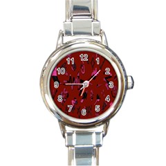 Doodles Maroon Round Italian Charm Watch by nateshop