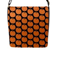 Black And Orange Pumpkin Flap Closure Messenger Bag (l) by ConteMonfrey