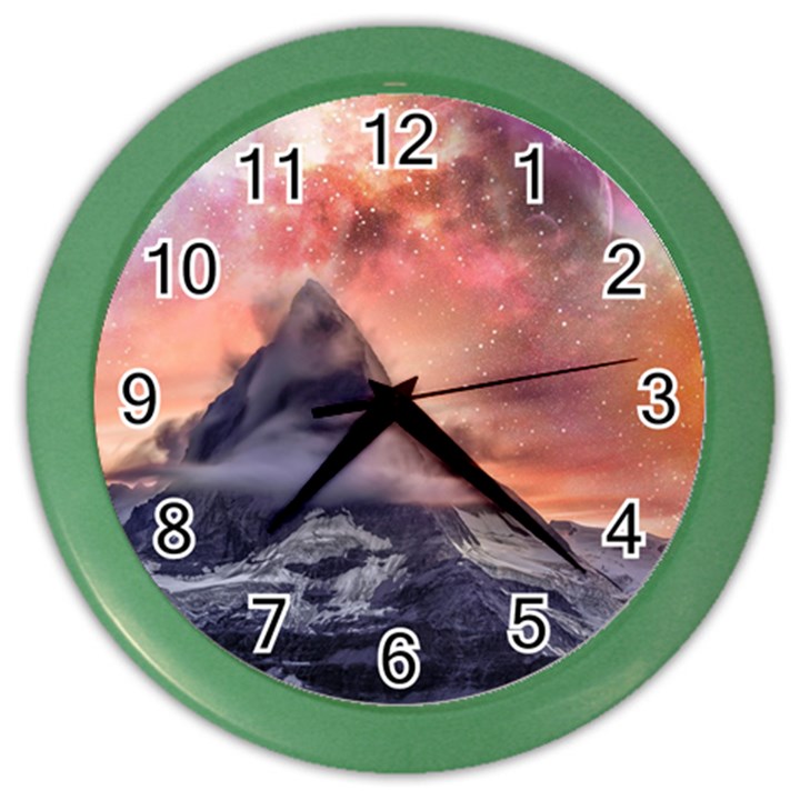 Mountain Cosmos Universe Nature Color Wall Clock