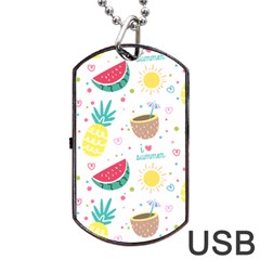 Pineapple And Watermelon Summer Fruit Dog Tag Usb Flash (two Sides) by Jancukart