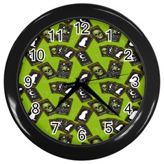 Cats And Skulls - Modern Halloween  Wall Clock (black) by ConteMonfrey