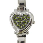 Halloween - Green Roses On Spider Web  Heart Italian Charm Watch Front