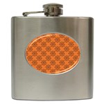 Halloween Black Orange Spider Web   Hip Flask (6 oz) Front