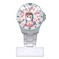 Cartoon Unicorn Fantasy Plastic Nurses Watch by Jancukart