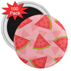 Background Watermelon Pattern Fruit 3  Magnets (100 Pack) by Wegoenart