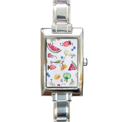 Fruit Summer Vitamin Watercolor Rectangle Italian Charm Watch by Wegoenart