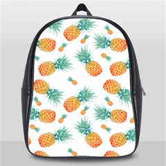 Pineapple Background Pattern Fruit School Bag (large) by Wegoenart